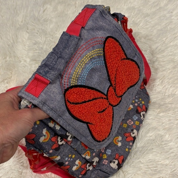 Disney Store Minnie Mouse Bow Denim Rainbow Print Insulated Lunch Bag - Picture 7 of 9